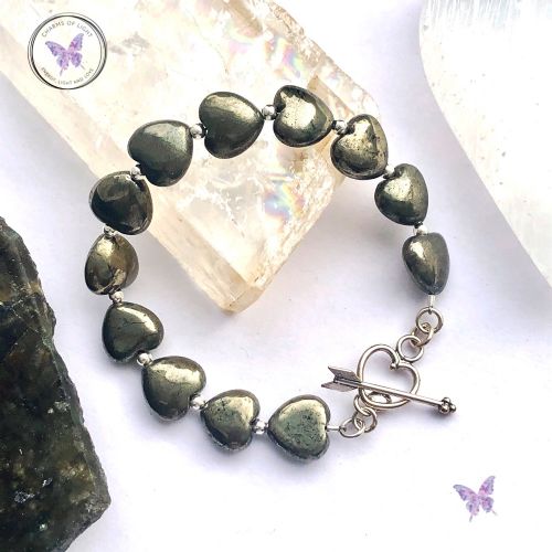 Pyrite Hearts Healing Bracelet